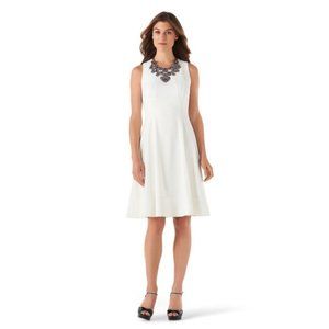 WHBM White Fit & Flare Ponte Dress 10